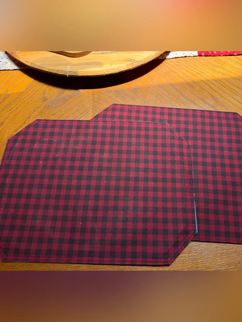 Cabin Decor -  Lodge Print Placemats with Red Buffalo Check - Lot of 8